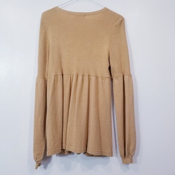 525 America Sparkles Glitters Gold Button Knit Cardigan Top - Picture 2 of 13